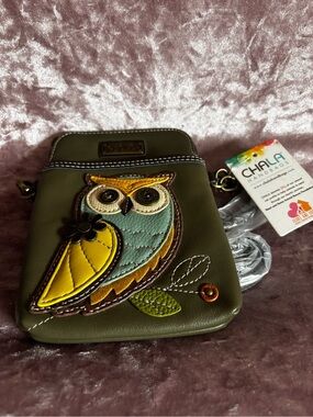 Chala Olive Green Owl Crossbody